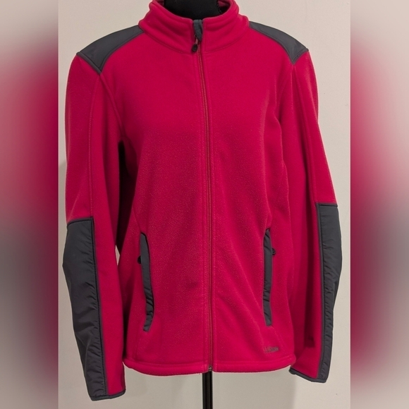 LL Bean Womens Wind Pro Polartec Fleece Jacket Coat Size Large Pink Full Zip - Picture 1 of 11